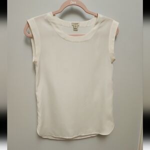 J. Crew White Blouse with Cap Sleeves Size XXS Petite